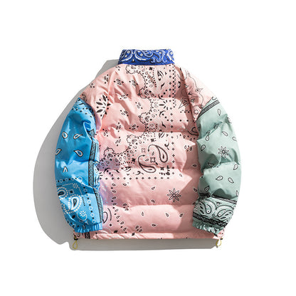 73r1 - Personalized Cashew Flower Color Matching Couple All-match Loose Bread Clothes