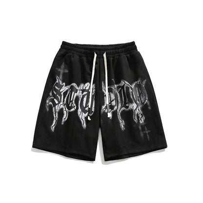 73r1 - Hip Hop Letter Print Sports Shorts Men Loose Street
