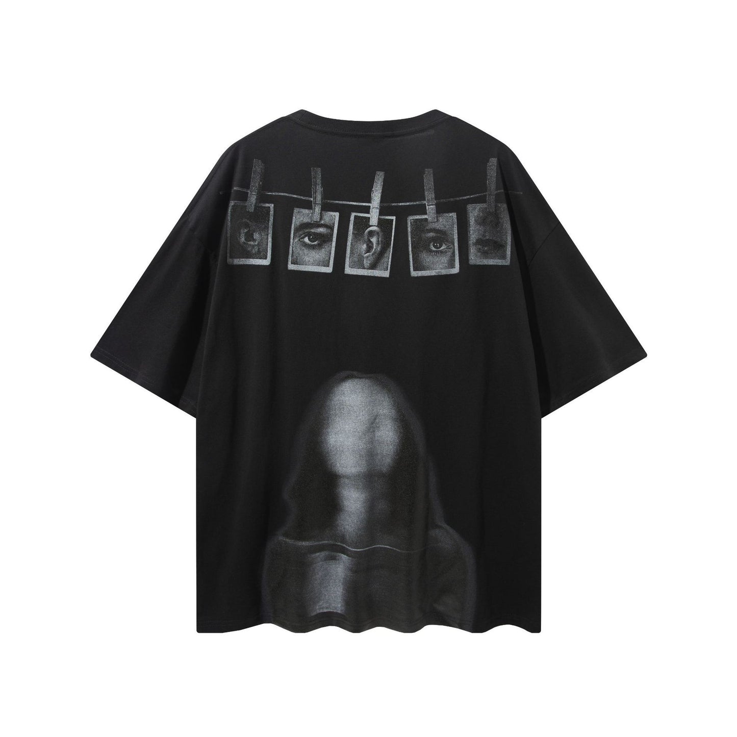 73r1 - Portrait Letter Print Loose Fit Short Sleeve T-Shirt