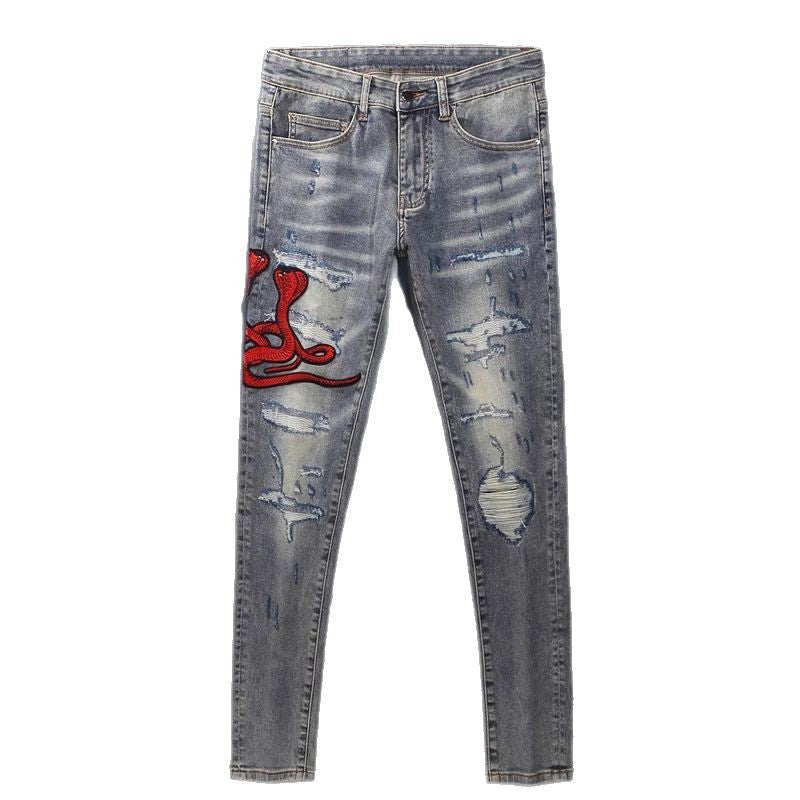 73r1 - Ghostscr4pe Washed Slim Embroidered Jeans