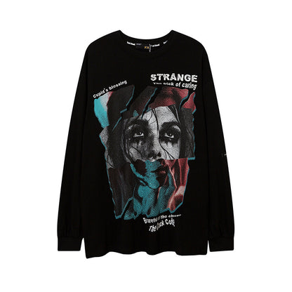 73r1 - High Street Hip Hop Portrait Graffiti Long Sleeve T-Shirt
