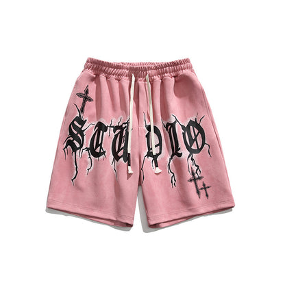 73r1 - Hip Hop Letter Print Sports Shorts Men Loose Street