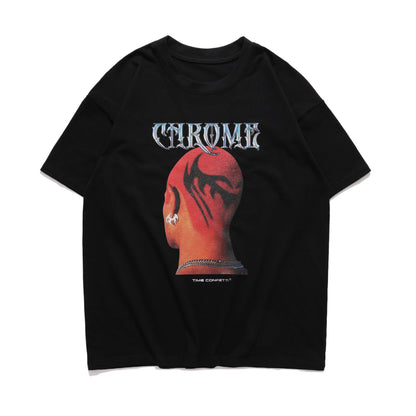 73r1 - Men's Head Print Rock Hip-hop Street Short Sleeve