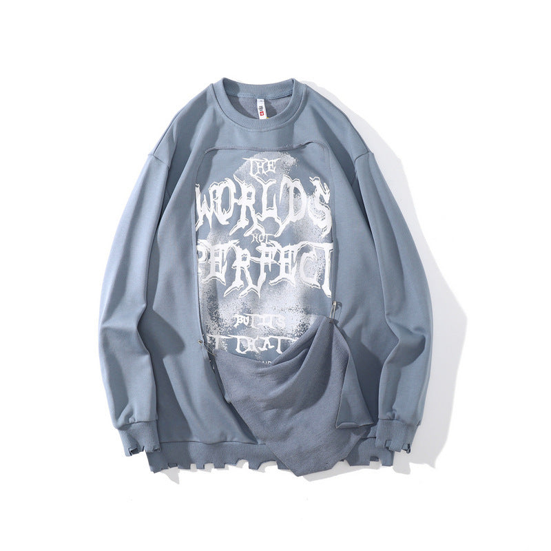 73r1 - High Street Hip Hop Loose Letter Print Sweatshirt