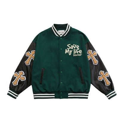 73r1 - National Tide Hip Hop Embroidered Baseball Jacket
