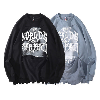 73r1 - High Street Hip Hop Loose Letter Print Sweatshirt