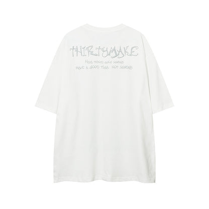 73r1 - American Street Hip Hop Short Sleeve Printed Round Neck T-shirt