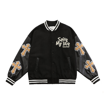 73r1 - National Tide Hip Hop Embroidered Baseball Jacket